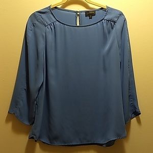 The Limited Blue Blouse Keyhole Back